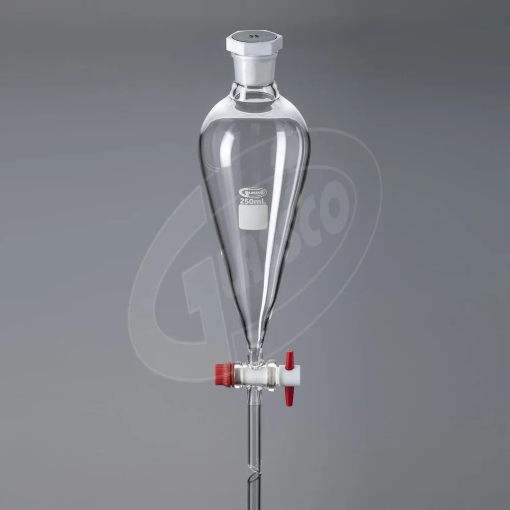 Separating Funnel Squibb Shape, PTFE Stopcock, ISO Laboratory Glassware