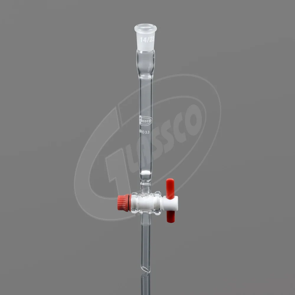 Laboratory Borosilicate Chromatography Column With Joint Fritted Disc And PTFE Stopcock