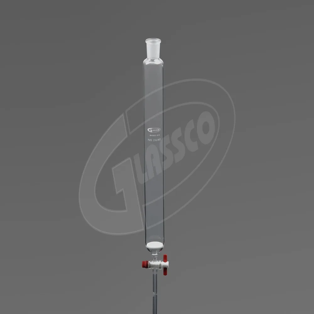 Laboratory Glass Chromatography Column With Joint Fritted Disc And PTFE Stopcock