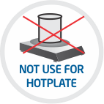 caution, not suitable for use with hot plate.
