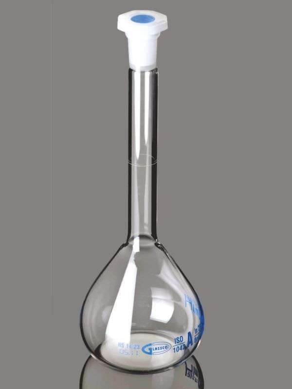 Flask, Volumetric, Class A, NABL with Penny Head Glass & Plastic Stopper Calibrated at 27°C 130.508.01