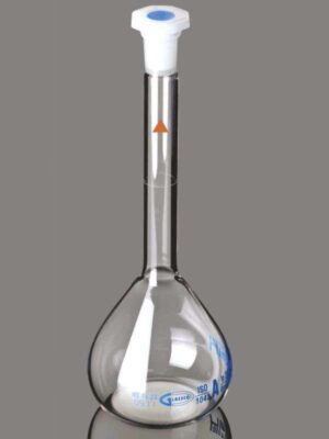 Flask, Volumetric, Clear Glass, with Amber mark, Class A with Penny Head glass & PE Stopper, Calibrated at 27°C 130.581.00A