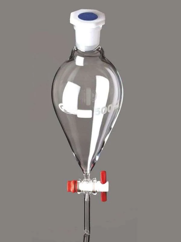 Funnel, Separating, Pear (ISO Shape), With PTFE Stopcock, PE Stopper 152.202.02