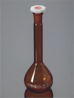 Flask, Volumetric, Amber, Wide Mouth, CLASS A, QR Coded, Serialized, Calibrated at 20°C